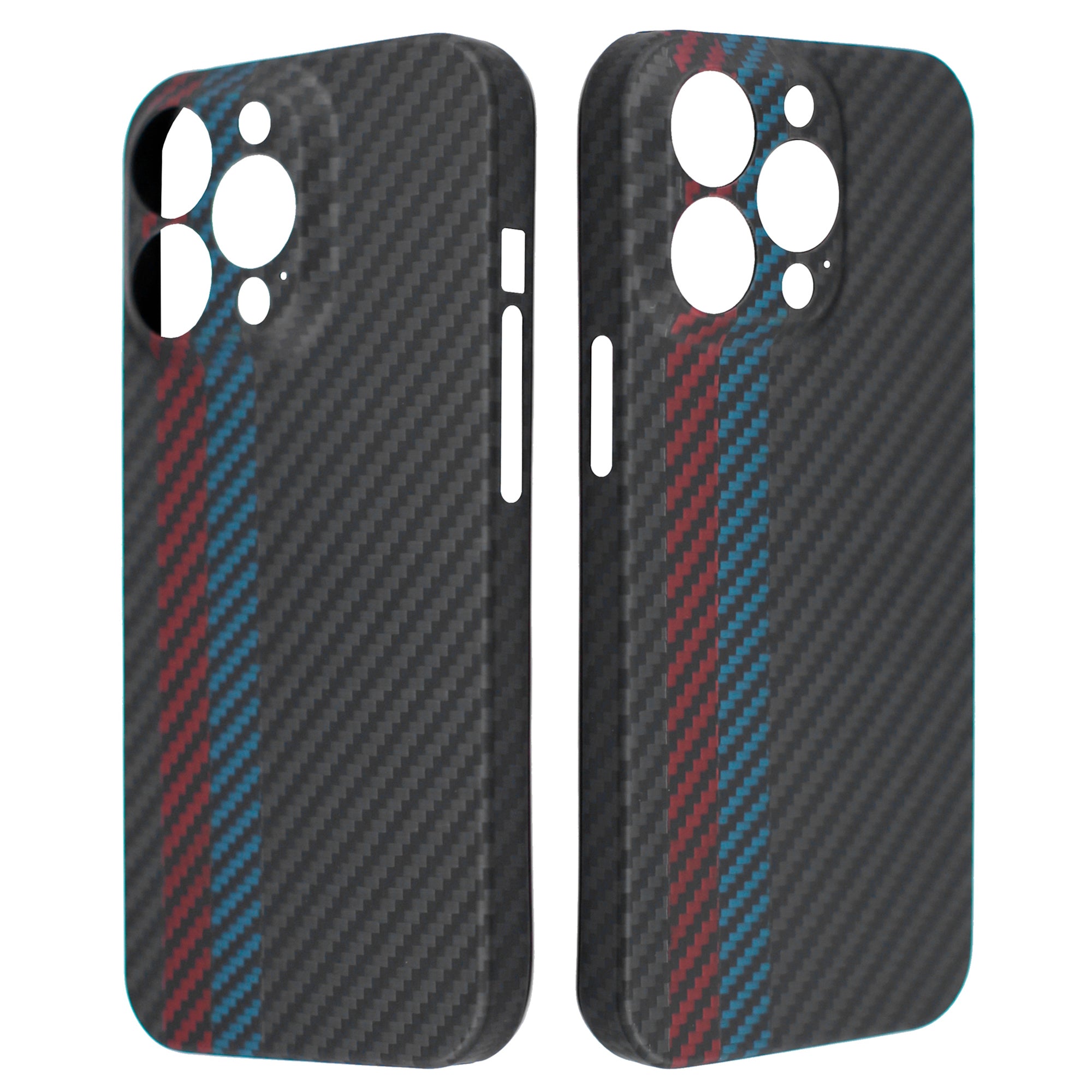 For iPhone 13 Pro Max 6.7 inch Color Splicing Mobile Phone Protective Cover Precise Cutout Carbon Fiber Texture Aramid Fiber Back Case - Black/Blue/Red For iPhone 13 Pro Max 6.7 inch Color Splicing Mobile Phone Protective Cover Precise Cutout Carbon Fiber Texture Aramid Fiber Back Case - Black/Blue/Red